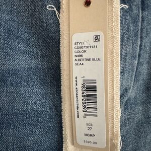 Alice + Olivia Dylan High Rise Blue Flare Jeans